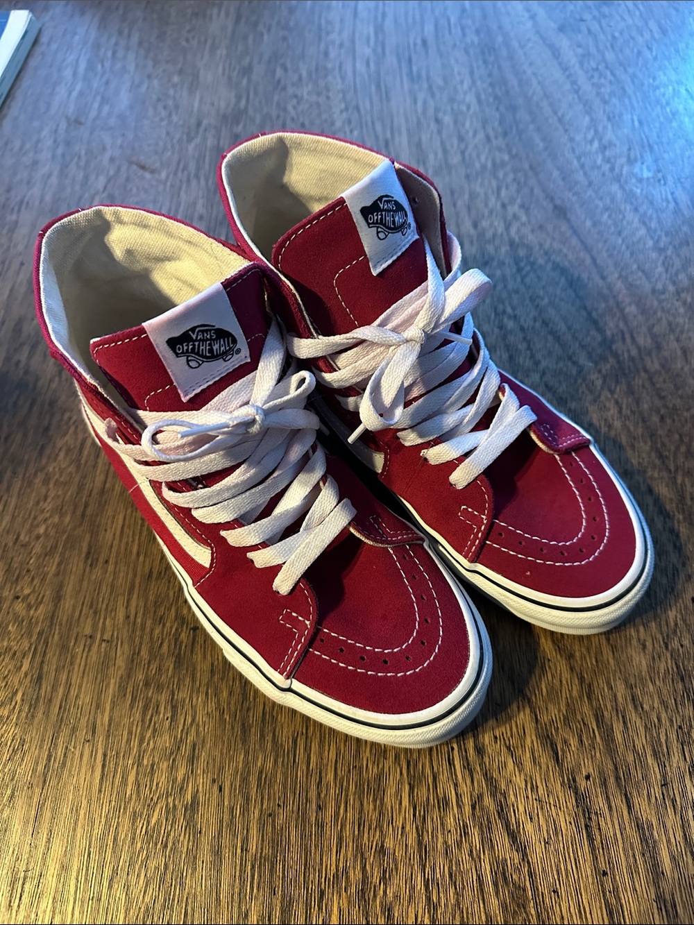 Vans High-Top Sneakers in Cherry Red and White